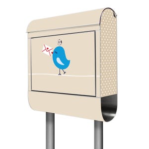 Stand Briefkasten aus Edelstahl mit Zeitungsfach Motiv LIEBESBRIEF