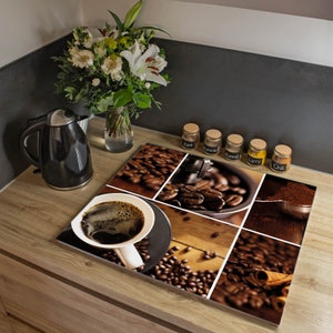 Glass stove cover plate from banjado 60 x 52 cm with motif COFFEE & CHOCOLATE