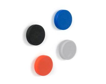 Disc magnets in a set of 4 made of colorful silicone and neodymium