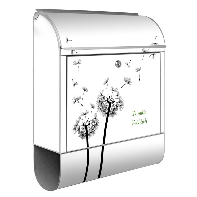 Large mailbox with newspaper compartment banjado PUSTEBLUME2 motif image 6