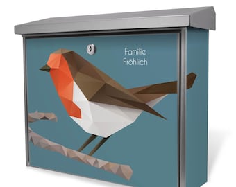 Burg-Wächter stainless steel mailbox with its own name Motif ABSTRACT BIRD