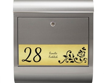 banjado letterbox stainless steel with engraving personalized "BLUE ORNAMENT"