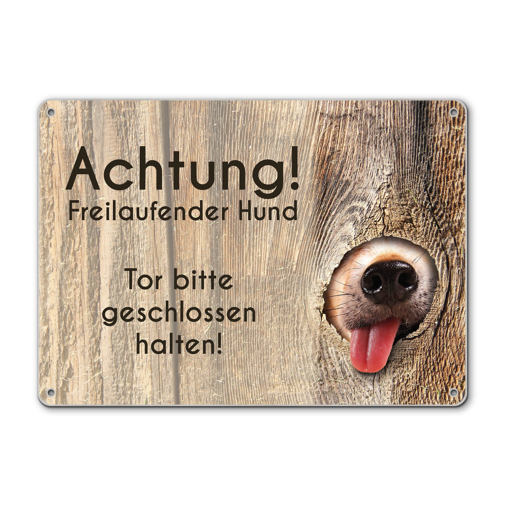 Warnschild „Freilaufender Hund“ – Gebürstetes Alu, 25x9 Cm, Reflektierend, Für Garten, Zaun & Tor, Schwarz-weiß