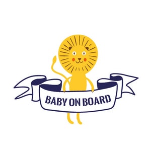 Baby an Bord Aufkleber fürs Auto mit Motiv LÖWE