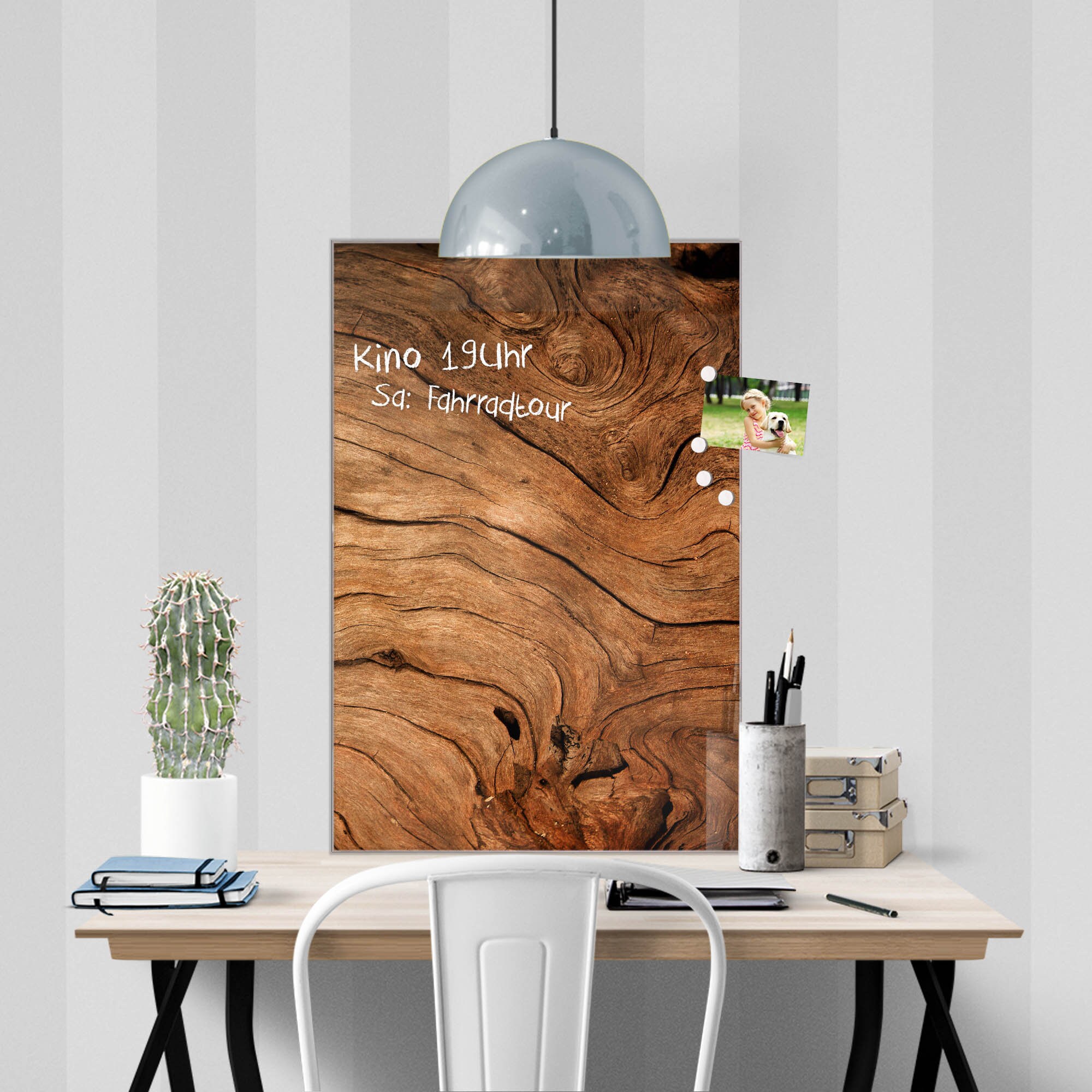 Metall Magnettafel - Holz und Gänseblümchen main image 0