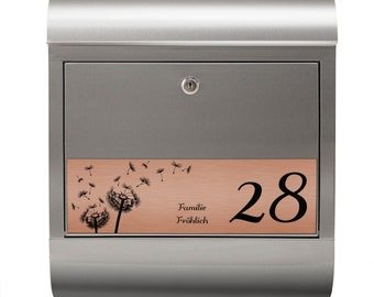 banjado letterbox stainless steel with engraving personalized "PUSTEBLUME"