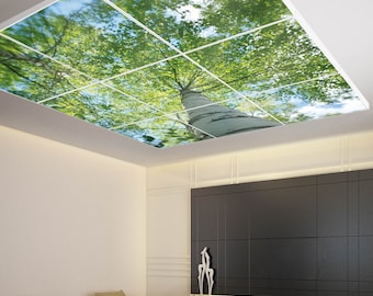 Light ceiling with motif "BETWEEN TREES 5" and Smart Home LED panel