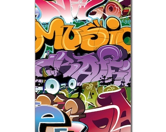 Glas Magnettafel mit Magneten und Motiv GRAFFITI