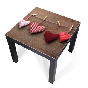 Design-Abdeckung für IKEA LACK Tisch – selbstklebende Möbelfolie oder Glasplatte mit Motiv Herzen – Made in Germany