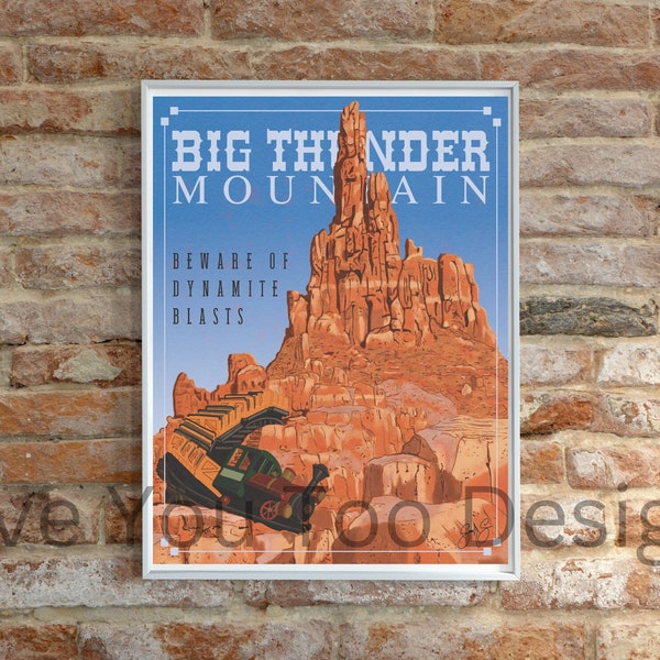 Big Thunder Mountain Poster, Attraction poster, Ride Posters, Frontierland Poster