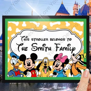 Personalized Stroller Sign, Theme Park Stroller Sign, Printable Stroller Tag, Digital Download