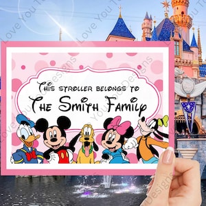Personalized Stroller Sign, Theme Park Stroller Sign, Printable Stroller Tag, Digital Download