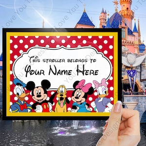 Personalized Stroller Sign, Theme Park Stroller Sign, Printable Stroller Tag, Digital Download