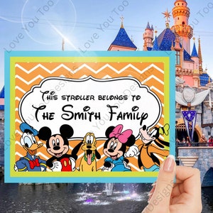 Personalized Stroller Sign, Theme Park Stroller Sign, Printable Stroller Tag, Digital Download