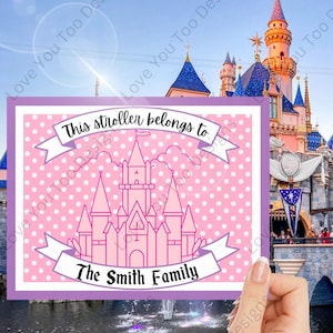 Personalized Stroller Sign, Theme Park Stroller Sign, Printable Stroller Tag, Digital Download