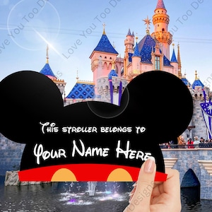 Personalized Stroller Sign, Theme Park Stroller Sign, Printable Stroller Tag, Digital Download