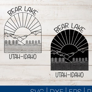 Bear Lake, Utah, Idaho, Line Art, Design for Cricut, Silhouette Svg, Dfx, Eps, Png