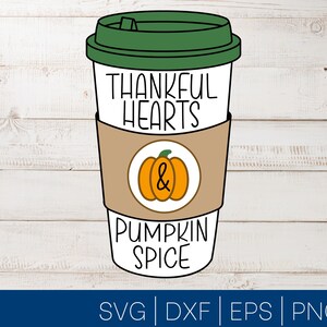 Thankful Hearts & Pumpkin Spice SVG Cut File, Png, Svg, Dxf, Eps, DIY, Autumn, Decor, Iron-on, Paper, Cricut, Silhouette