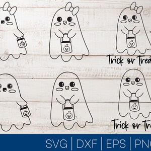 Kawaii Ghosts SVG Cut File Bundle - Spooktaculaire Halloween lekkernijen voor Cricut, Svg, Png, Eps, Dxf