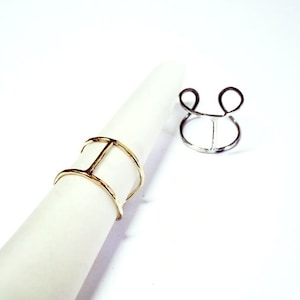 Minimalist ring, handmade brass cuff ring, lightly hammered. Delicate band ring.