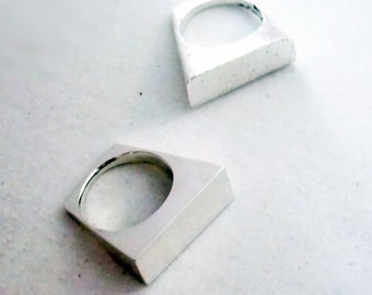 Handmade statement Sterling silver cuboid ring. Geometric ring
