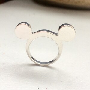 Handmade solid sterling silver Mickey mouse ring. image 2