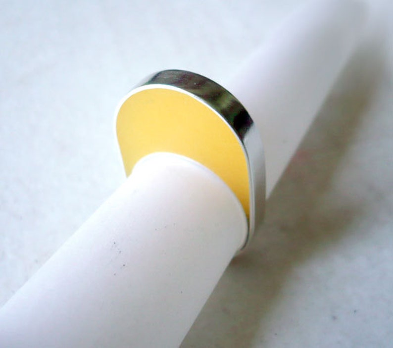 Handmade Sterling Silver and Yellow Resin Ring. Geometric Etsy