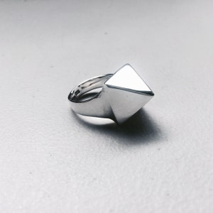 Handmade sterling silver solid pyramid ring.