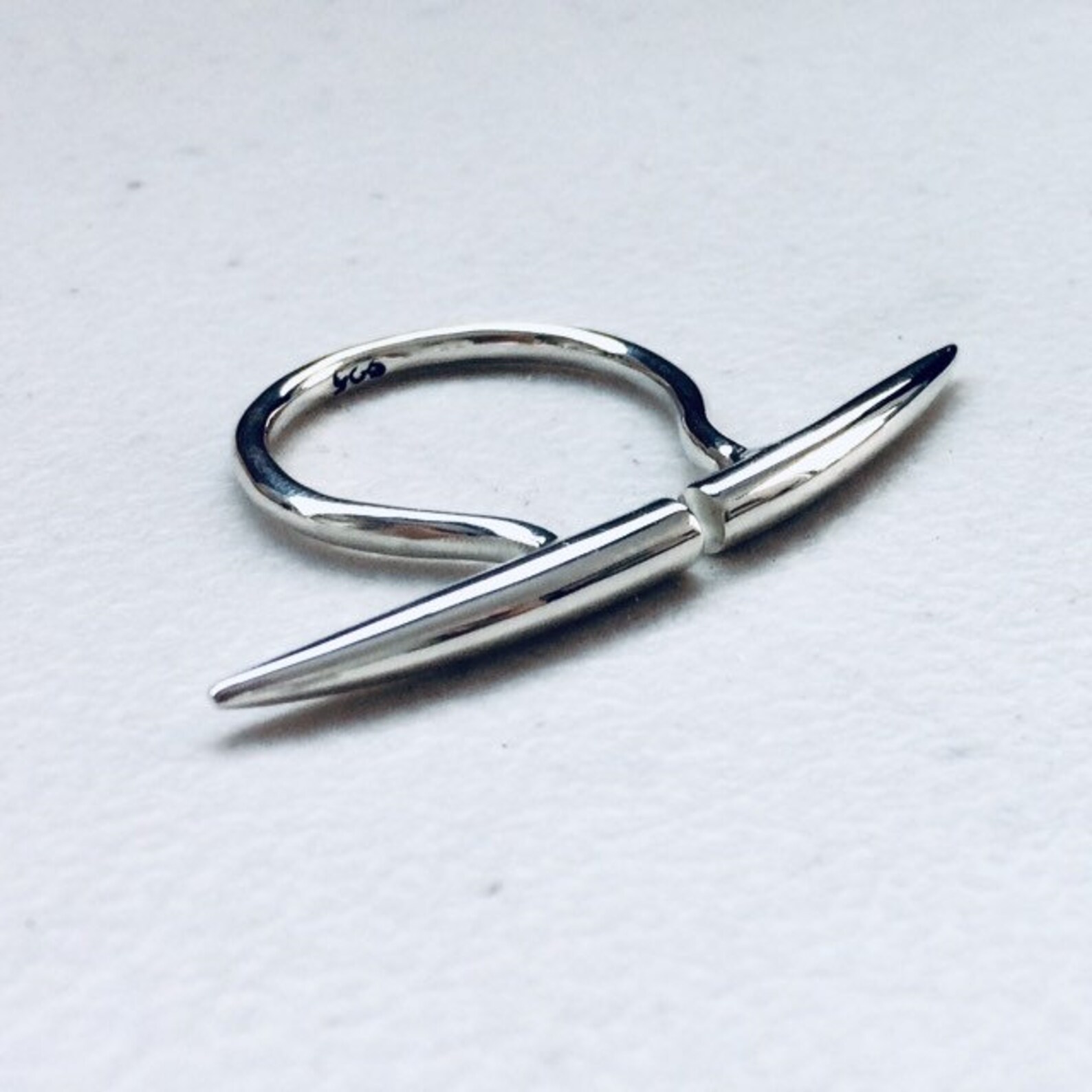 Long Bar Ring. Handmade Sterling Silver and Copper Mixed Etsy