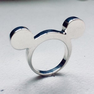 Handmade solid sterling silver Mickey mouse ring. image 1
