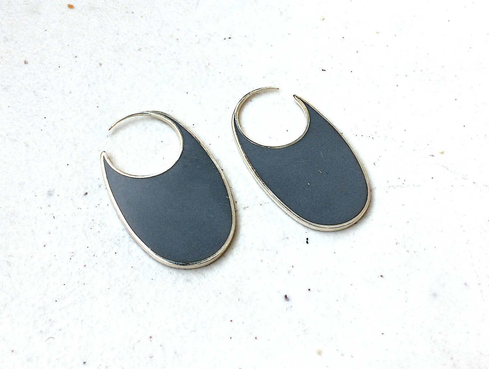 Handmade Sterling Silver and Yellow Resin Hoop Earrings. | Etsy