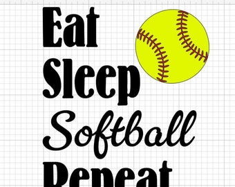 Eat Sleep Softball Repeat -- Sports Vinyl Decal -- Multiple Sizes