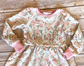 READY-TO-SHIP -- Super Soft Oatmeal French Terry Floral Play Dress -- Size 2T