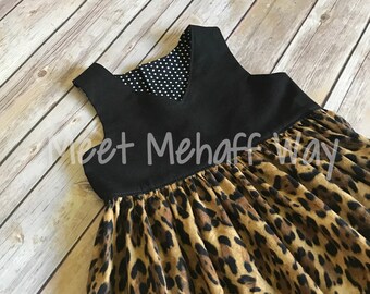 READY-TO-SHIP -- Girls Leopard Print Dress -- Racerback Dress -- Size 3T