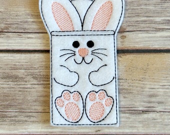 READY-TO-SHIP -- Embroidered Felt Bunny Gift Card Holder