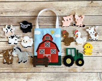 READY-TO-SHIP --Embroidered Barnyard Buddies Finger Puppet Set -- Choose Your Puppets + Pocket Scene