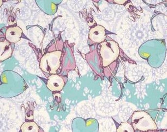 Tina Givens Feather Flock 'Dancing King' in Aqua Cotton Fabric