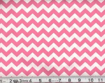 Fabric Pink Chevron Stripe Small Stripe 1/2 inch Stripe Cotton Fabric Marshall Dry Goods. Last Piece 21 inches x 45 inches