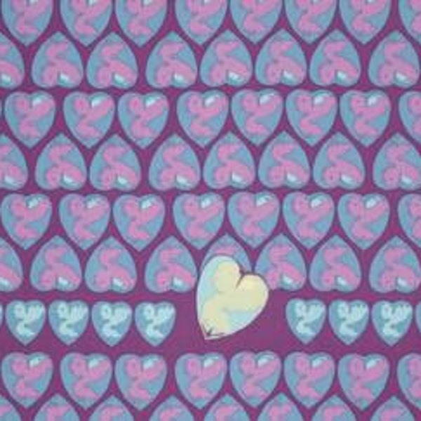 Tina Givens Feather Flock 'Heart Candy' in Periwinkle Cotton Fabric