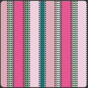 Pat Bravo Fabric &#39;Hyperreal Garden&#39; Fantasy Roads in Pink for Art Gallery Fabrics Stripes Pink Teal