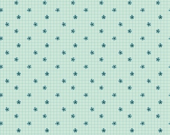 Cotton Fabric &#39;Lazy Sunday&#39; Flower Grid in Glacier Dear Stella Designs by Pammie Jane