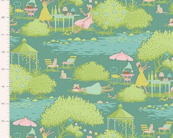 Cotton Fabric &#39;Sunday Brunch&#39; Teal by Tilda Fabrics