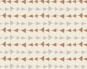 Hello Bear Knit Fabric: Gray Blue Taupe Arrows, Bonnie Christine Design