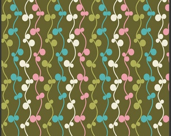 Pat Bravo Fabric 'Girly Girl' Olive Vines Art Gallery Fabrics Moss Pink Teal