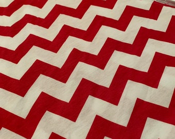 Knit Fabric Red White Chevron stretch fabric Lightweight T-Shirt material