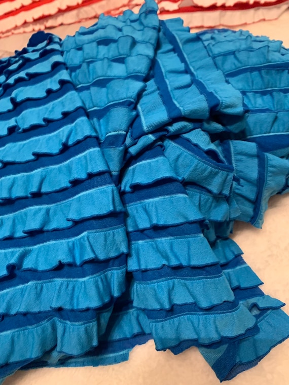 Ruffle Fabric 'blue Ruffle Fabric Scrap Pack Assorted | Etsy