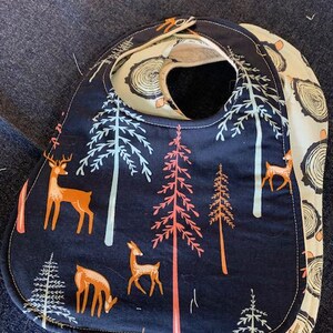 Baby Bib Set Boys 3 piece Bib Set. Woodland Blue Baby shower gift set.