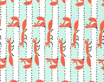 Michael Miller Fabric Foxy Fellas in Mist Cotton Fabric