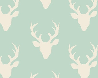 Hello, Bear, Buck Forest, in Mint, by Bonnie Christine for Art Gallery Fabrics