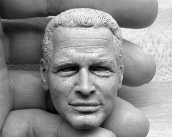 Unpainted Paul Newman 1/6 Scale Resin Action Figure Head